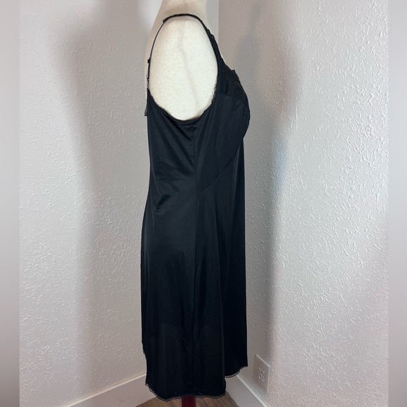 VNTG Vanity Fair Black Satin Slip Dress / Nightgown - Picture 3 of 8